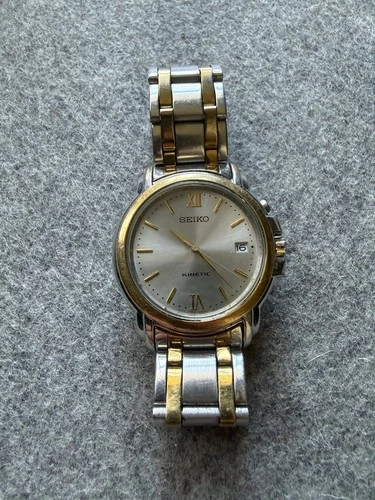 VINTAGE SEIKO KINETIC 5M62-0B20 TWO-TONE JAPAN MOV'T MEN'S WATCH
