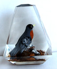 Vintage Hand Carved Painted Wood Robin Lucite/Acrylic Unique Canada Paperweight — photo 3