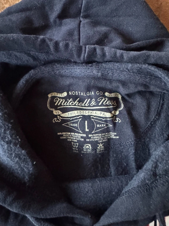 Golden State Warriors Mens Hoodie Sz L Blue Mitchell & Ness Pullover 75th Logo - Image 3 of 4