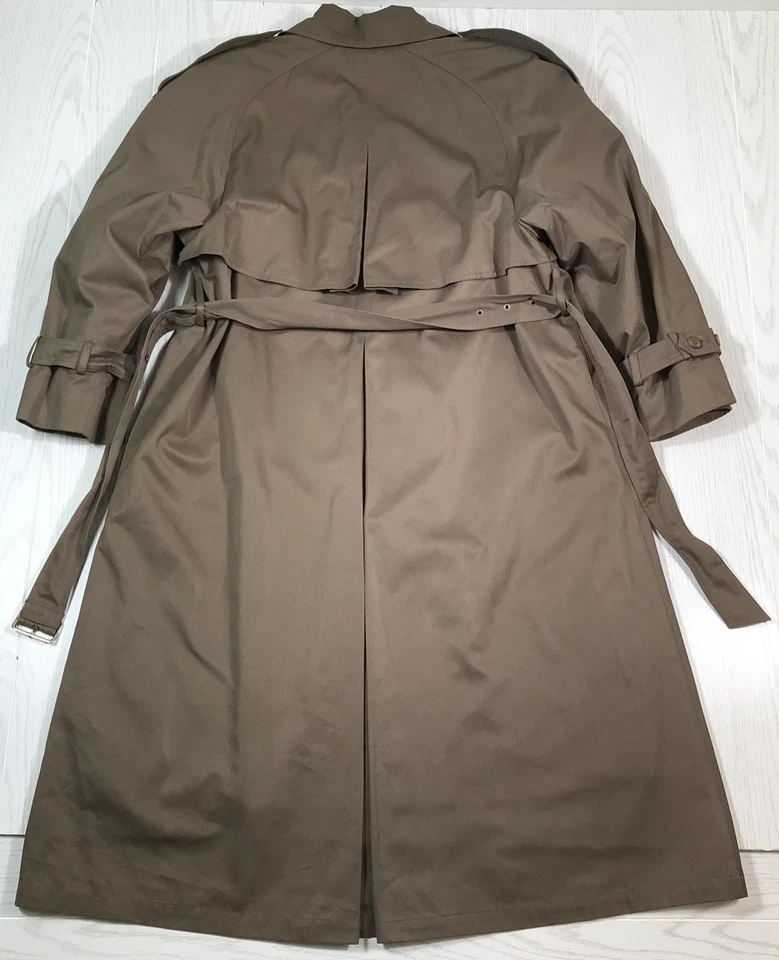 Gabardina clásica vintage London Fog para mujer 12R marrón con cinturón forro de cremallera retro Foto 2 de 4