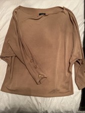 Lipsy Beige Slash Neck Batwing Sleeve Jumper Size 14