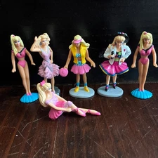 Lot Of 6 Vintage Mini Barbie PVC Figures By Applause 1990 Cake Topper 3”