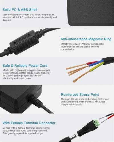 AC DC Adapter 12V 5A Power Supply Adapter Transformer Charger LED Stripes 60W - Picture 3 of 3