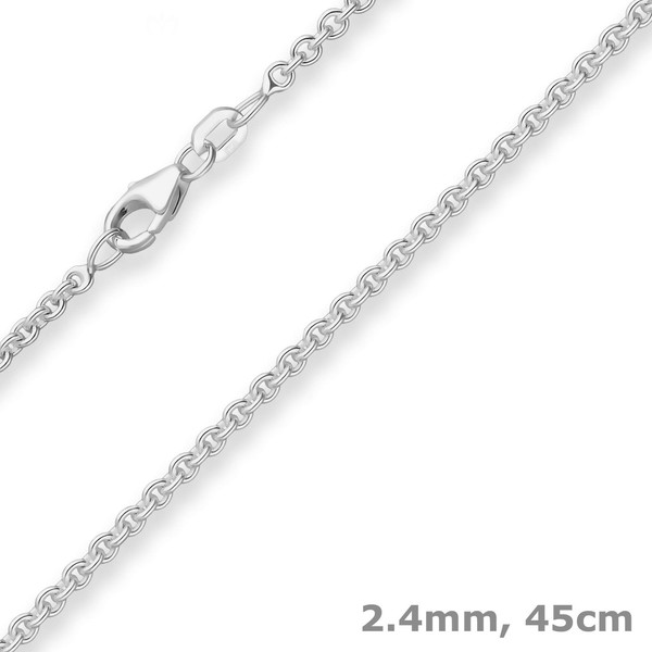 2,4Mm Rund-Ankerkette Silberkette Collier Halskette Aus 925 Silber 45Cm-image