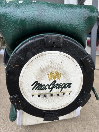 Vintage MacGregor Tourney Golf Bag 6 Dividers Green White Gold BEAUTIFUL - Picture 9 of 16