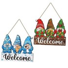  Winter Welcome Sign for Front Door Gnome Wreath Wooden Sign for Porch Double 