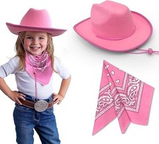 Toddler Pink Cowboy Cowgirl Hat and Bandana for Age 2-5 Light Pink 