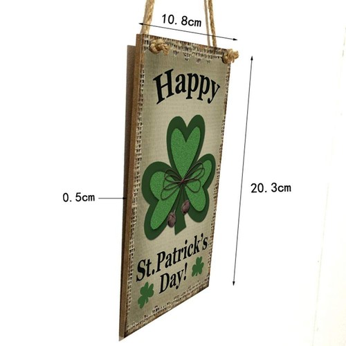 St.Patrick's Day Wooden Sign Plaque Door Wall Hanging Decorations (20.3x10.8x... - Picture 2 of 6