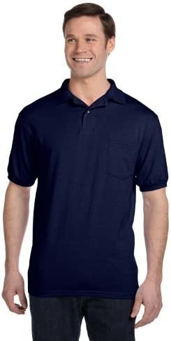 Hanes Adult ComfortBlend EcoSmart Jersey Polo with Pocket 054P Navy S - Picture 1 of 1