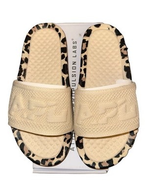 APL TechLoom Slide Women s Size 6 Parchment Leopard Big Logo Recovery Sandals