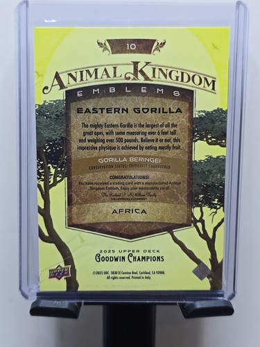 2025 UD Goodwin Champions Animal Kingdom Emblems Eastern Gorilla #10 - Picture 2 of 2