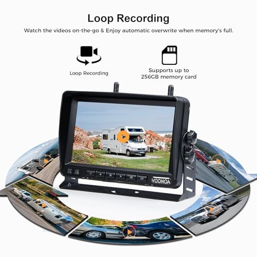 2 Telecamere di backup wireless magnetiche con monitor DVR 7'' HD 1080P 2CAM nero - Foto 8 di 8