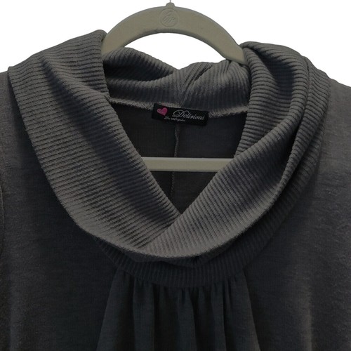 Delirious Los Angeles Damen Kleid Größe M Grau Langarm Wasserfallausschnitt - Bild 6 von 12