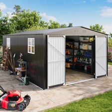 12x18 FT Metal Storage Garden Shed with Windows ,Updated Frame Structure