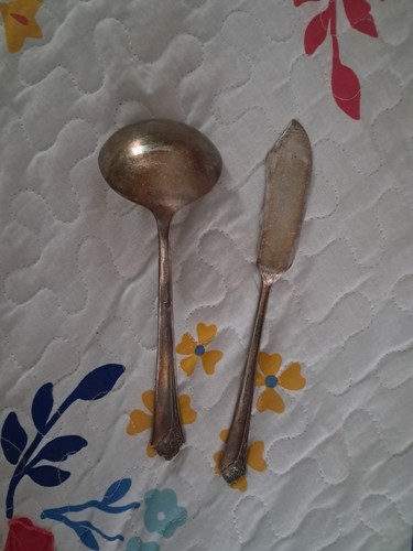 Vintage Sterling Silver Ladle & Butter Knife  "Damask Rose" by Heirloom Sterling - Imagen 2 de 4