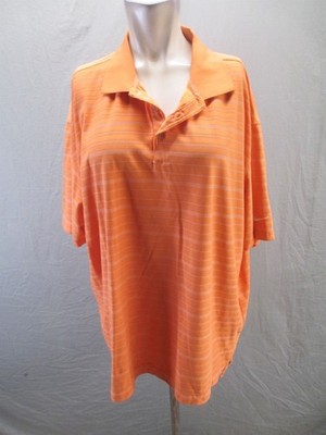 Nike Golf Size XL Mens Orange Striped Short Sleeve Collared Activewear Polo 837