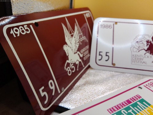 Kentucky Derby festival 1985 1986 1987 1988 lot 4 car tag metal Louisville horse - Picture 2 of 5