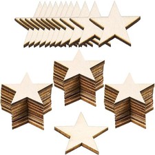 100 Pieces 2 Inch Wooden Stars Shape Unfinished Wood Pieces, 2INCH