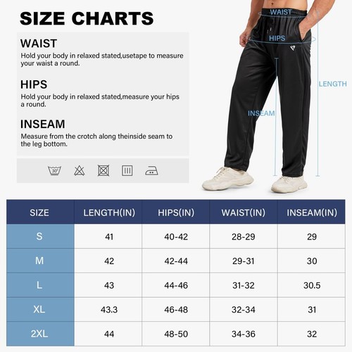 5 Pack Mens Sweatpants Open Bottom Joggers for Men with Zip Pockets Loose Fit... - Picture 8 of 8