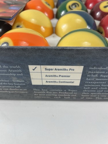SUPER ARAMITH PRO BELGIAN ARAMITH BALLS POOL BILLIARD SET 2 1/4" Free Shipping - Picture 2 of 6
