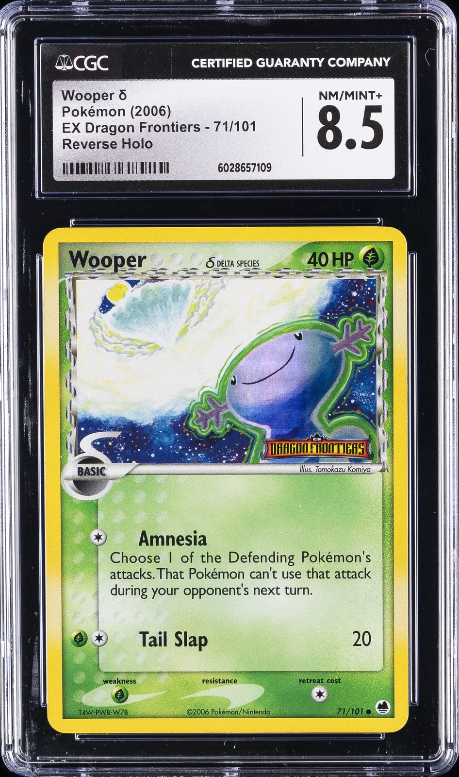 2006 POKEMON EX DRAGON FRONTIERS, REVERSE HOLO #71/101 WOOPER CGC 8.5