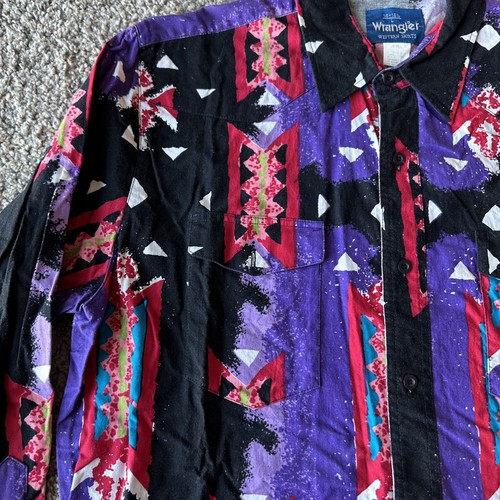 Vintage Wrangler Brushpopper Aztec Pearl Snap Western Cowboy Checotah Shirt USA - Picture 4 of 8