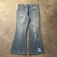 Vintage 70s Levi's 684 Orange Tab Bell Bottoms Light Wash 34 x 30 Flared Jeans