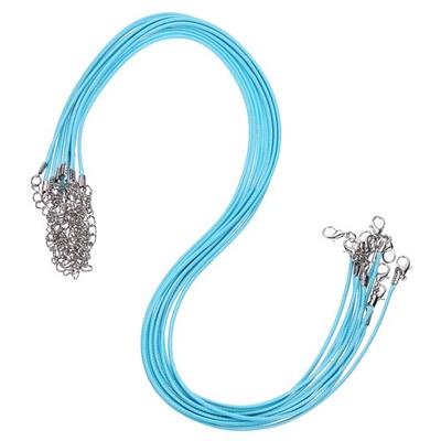 10pcs 18 Inch Waxed Necklace Cord 1.5mm for Jewelry Making, Lake Blue
