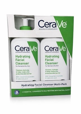 CeraVe Hydrating Facial Cleanser 12 oz (2-Pack) Normal to Dry Skin Ceramides