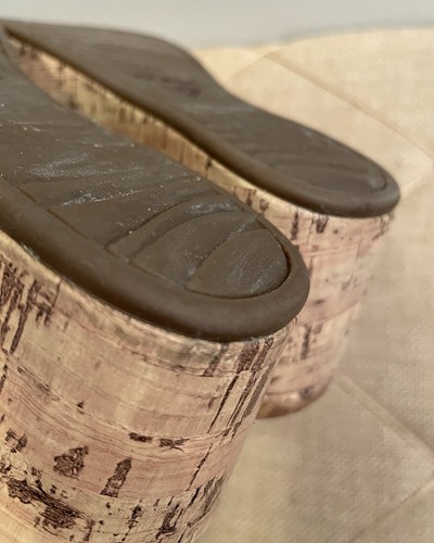 Vionic Pepper Cork Wedge Strappy Sandal Women's Sz 10 Burgandy Maroon Wine Gold - Picture 10 of 12