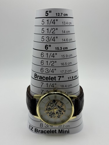 Unisex Analog Wrist Watch Gold Cogs White Face Stainless Steel Back Brown Strap - Picture 13 of 14