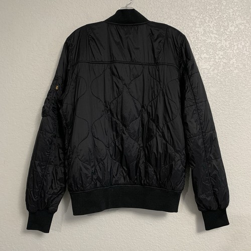 Alpha Industries Jacket Mens M Quilted Flight Bomber L-2B  Black - Picture 4 of 22