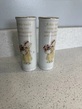 Two Vintage matching Holly Hobbie Designers Collection ~ Genuine Porcelain Vases