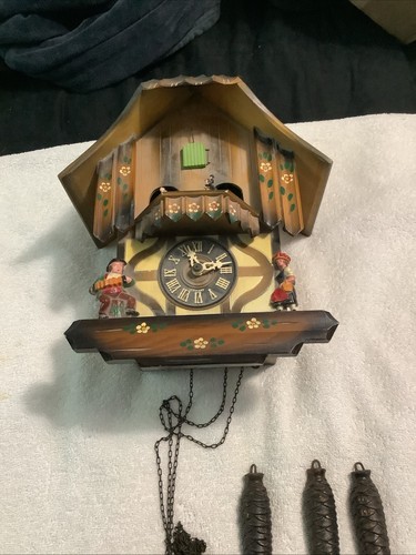 Vintage Schweizer Uhrwerk Schwarzwälder deutsche musikalische Kuckucksuhr - Bild 15 von 15