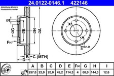 2x ATE Bremsscheibe 24.0122-0146.1 für NISSAN PRIMERA ALMERA P10 S13 PRO PRAIRIE