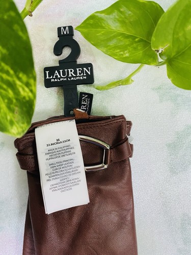 Lauren Ralph Lauren Women’s / Unisex Brown Leather Gloves. Sz Medium. NWOT - Picture 11 of 11