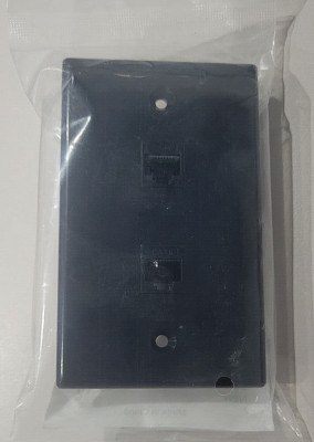 2 of the Ethernet Wall Plate CAT6 2-Port Single Gang Network Female F/F Black