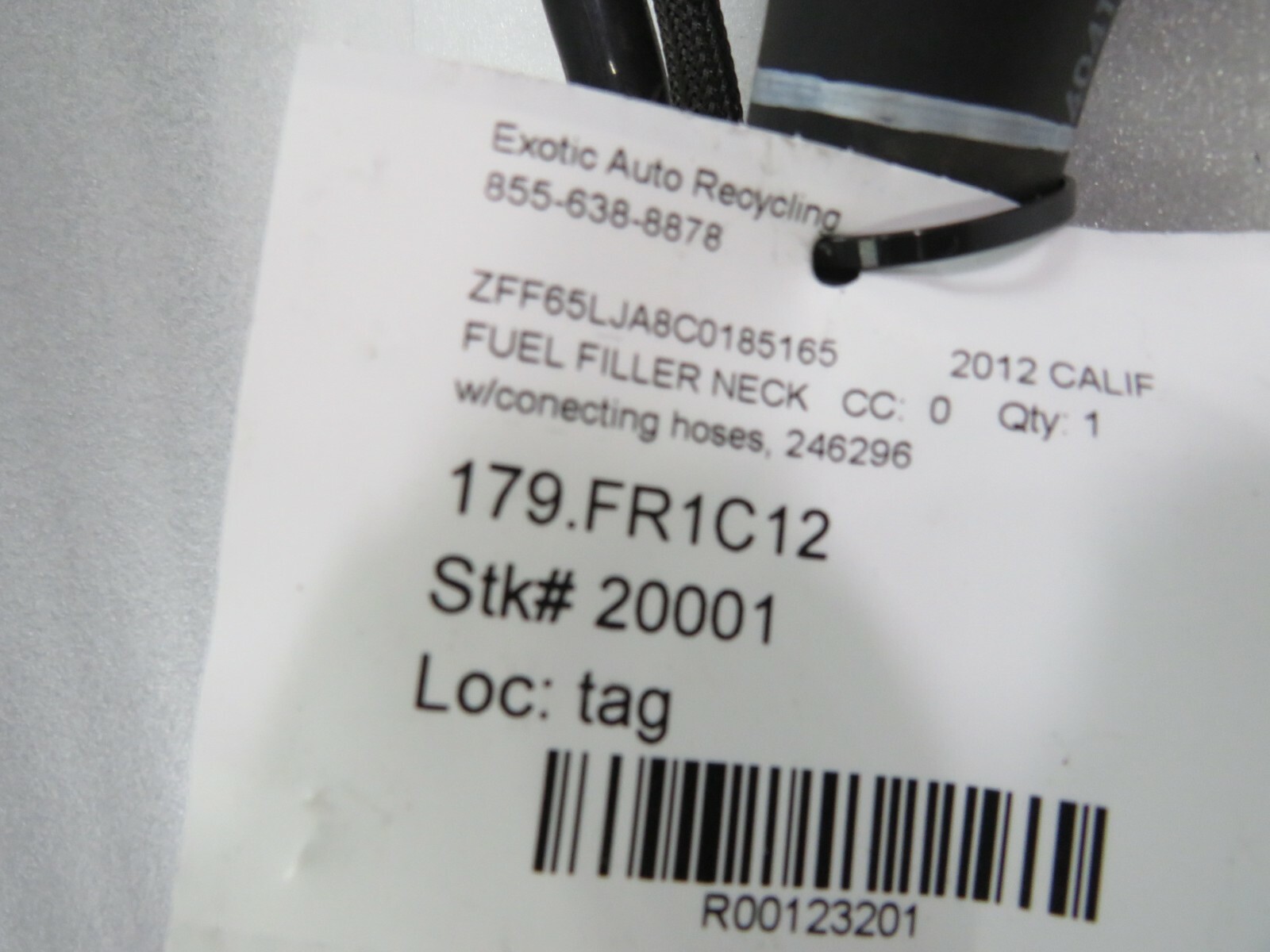 Ferrari California, Fuel Filler Neck w/ Connecting Hoses, Used, P/N 246296