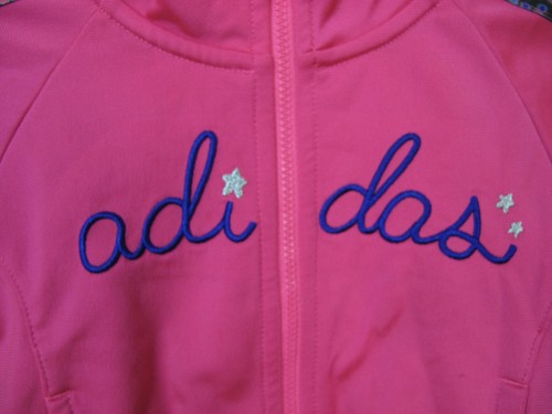 Adidas Girls Size 4T Full Zip Track Jacket Pink Stripes and logo A-76 - Picture 3 of 7