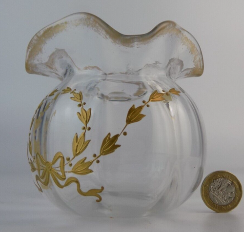 Legras/Baccarat gilt decorated art glass posy vase - Picture 3 of 8