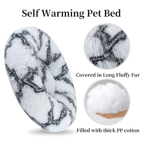 Plush Pet Bed Calming Donut Dog Bed Cat Bed Round Cuddler Nest Cushion Beds Mat - Picture 33 of 51