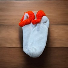 Women's VTG Acrylic Blend Neon Orange Roll Down Ankle Socks Low Cut Acrylic 9-11