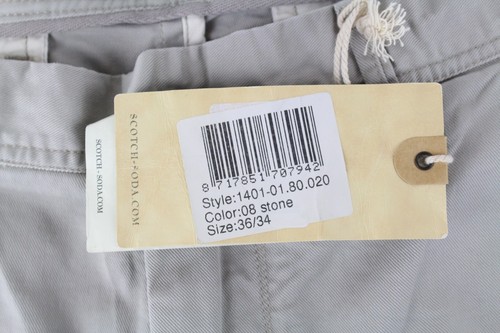 SCOTCH & SODA Men`S Stuart Slim Pants W36/L34 Grey Painted Stretchy - Picture 5 of 11