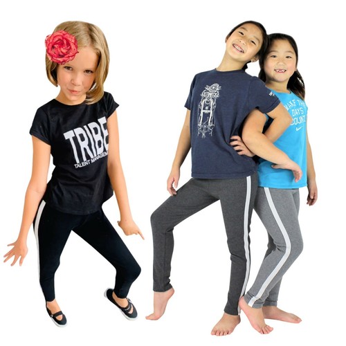 Soft Comfy Stripe Girls Tween Sweatpants Casual Everyday Leggings Sports 6-12 - Picture 3 of 10