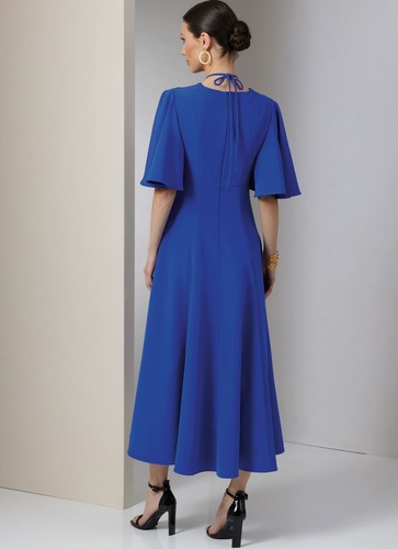 Vogue Sewing Pattern 2025 Misses 18-26 Fit and Flare Dress Front Cut Out Pockets - Picture 7 of 7