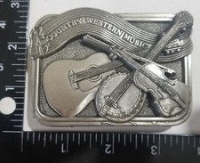 Vintage 1984 Country Western Music Belt Buckle Guitar Banjo Fiddle Bergamot USA