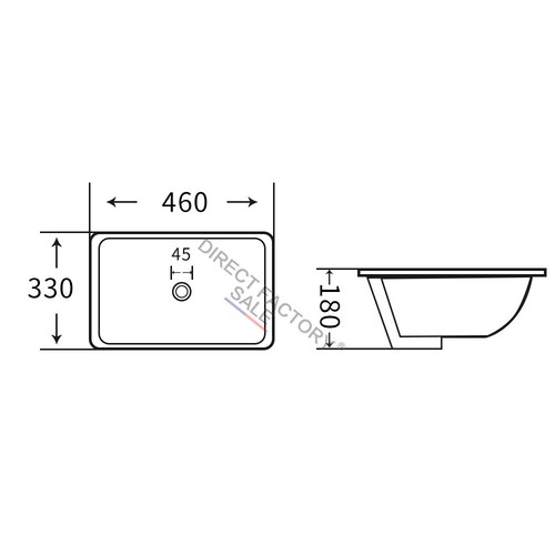 460x330x180mm Bathroom Insert Undermount Basin Vanity Ceramic Top Rectangle Bowl - Picture 4 of 4