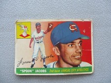 SPOOK JACOBS 1955 Topps #61 MLB BASEBALL CARD KANSAS CITY ATHLETICS (TEAR- VG)