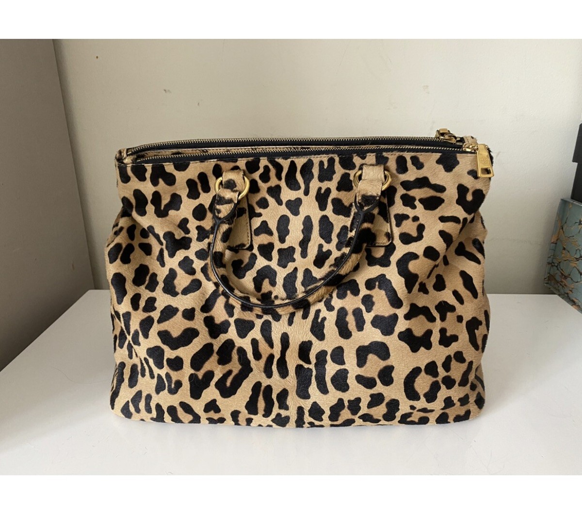 Prada zebra shop print handbag