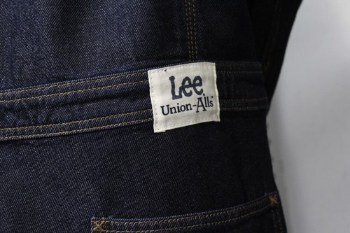 LEE Union-Alls Workwear XL Dark Wash Denim Jean Front Zip Coveralls Jumpsuit - Picture 6 of 22